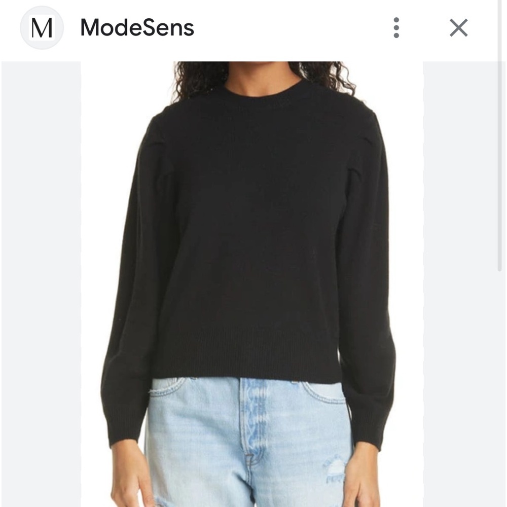FRAME crewneck, pleated sleeve, 3/4 sleeve sweatshirt